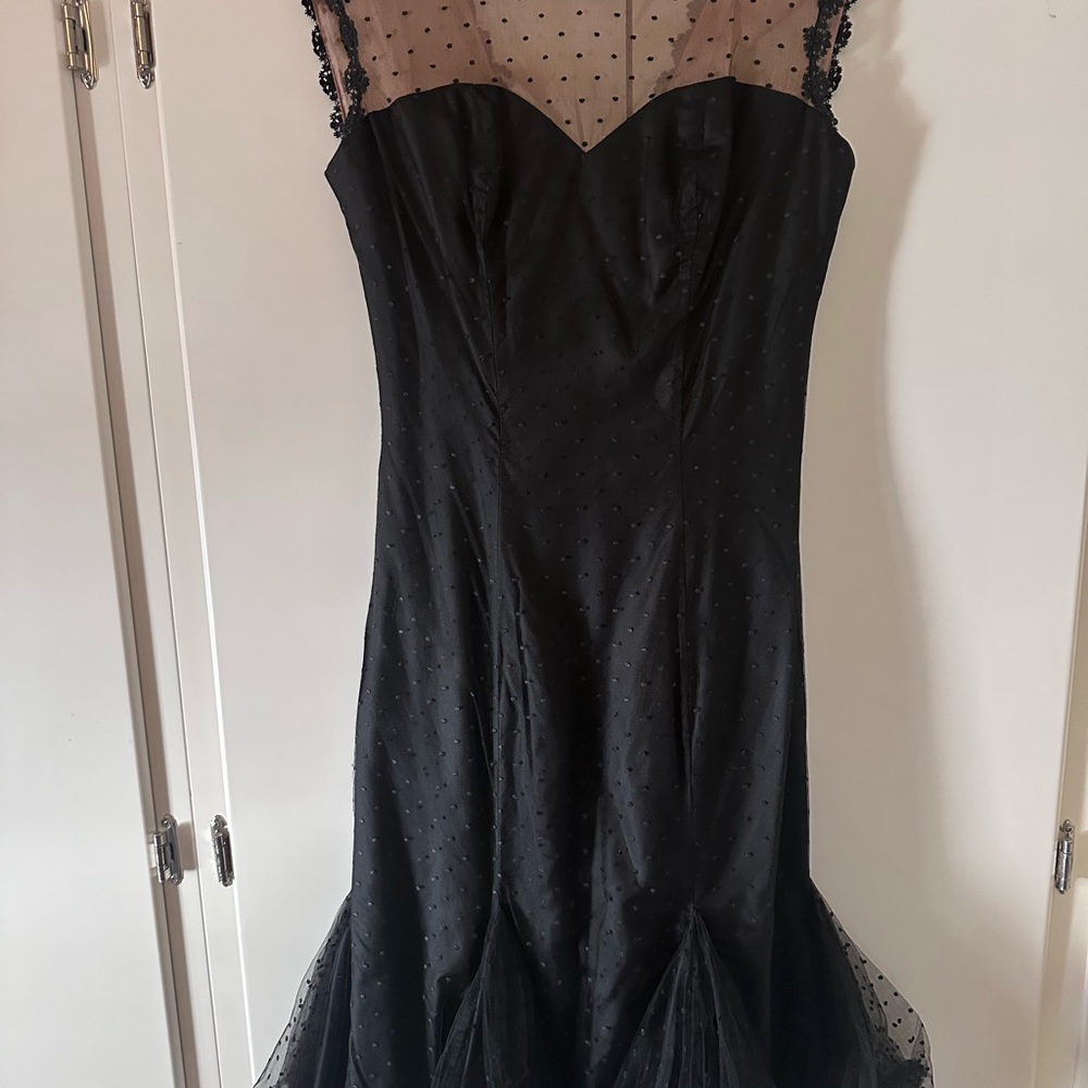 Vintage Original Lilli Diamond Black Dress with Mesh Overlay